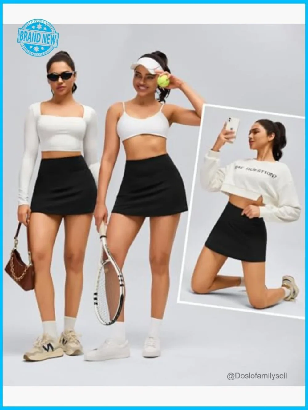 High Waisted Mini Skort with Built-in Shorts and 2 Pockets Athletic Tennis Golf